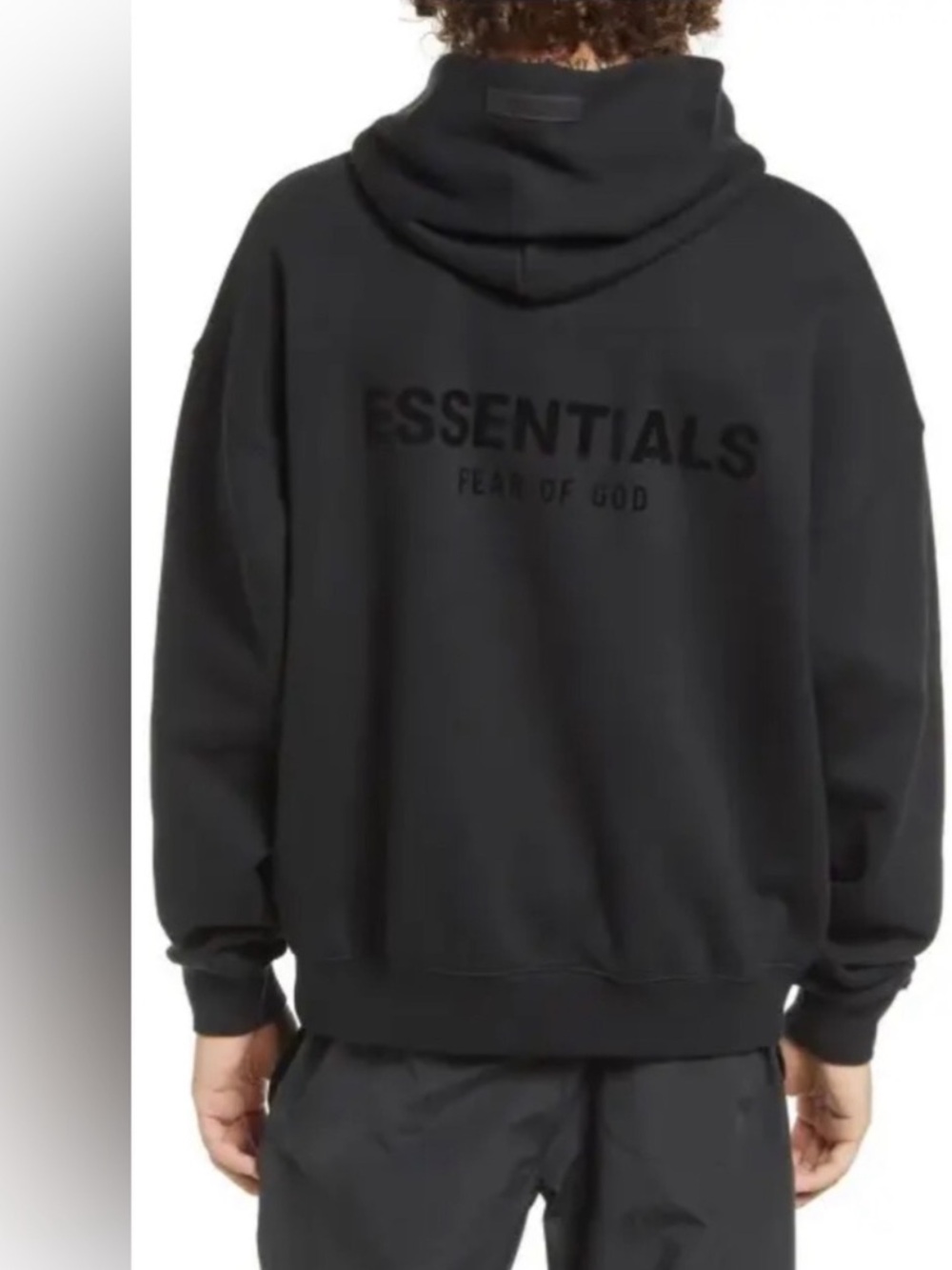 Essentials Fear Of God Black oversized Hooded pullover sweatshirt logo Large